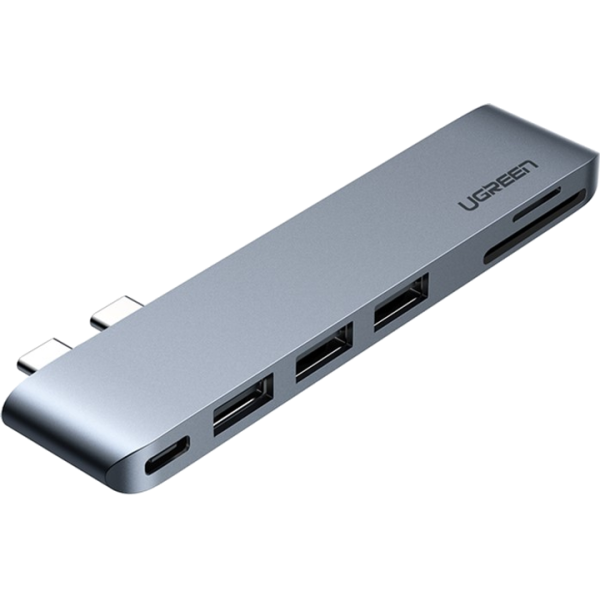 USB-хаб UGREEN CM251 2xUSB-C to 3xUSB 3.0 + SD/TF + PD 100W – Gray